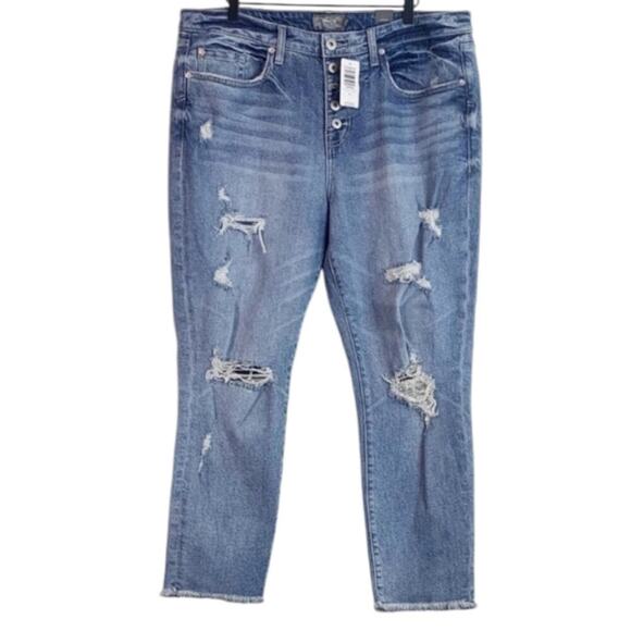Torrid High Rise Straight Jeans Button Fly Distressed‎ Plus Size 22 New - Picture 7 of 11